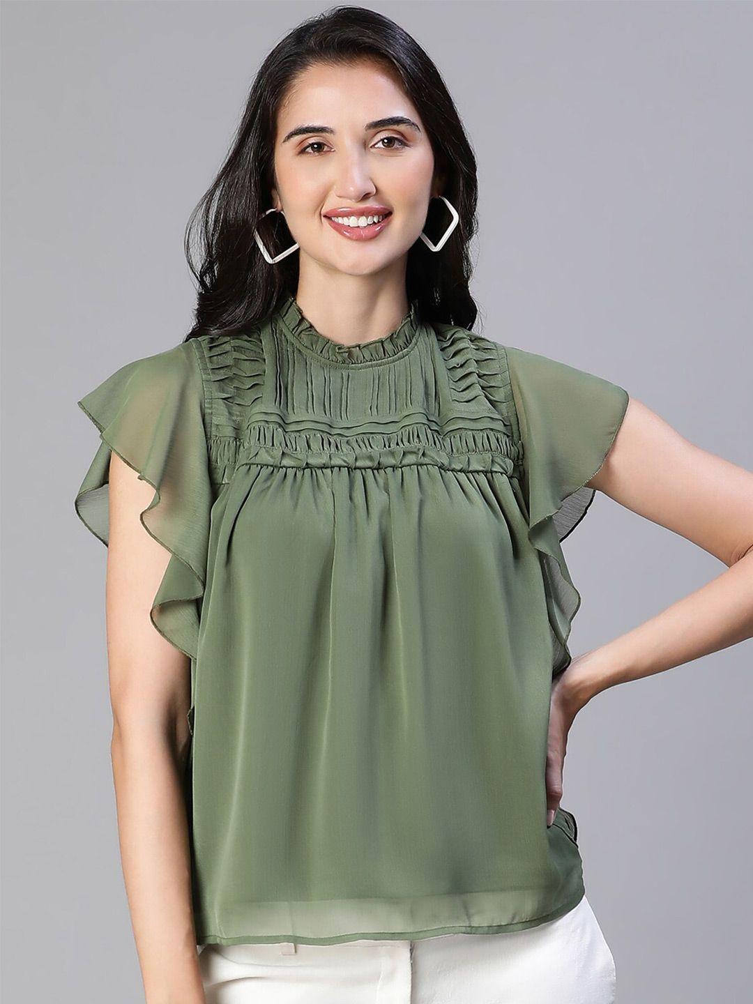 oxolloxo high neck flutter sleeves top
