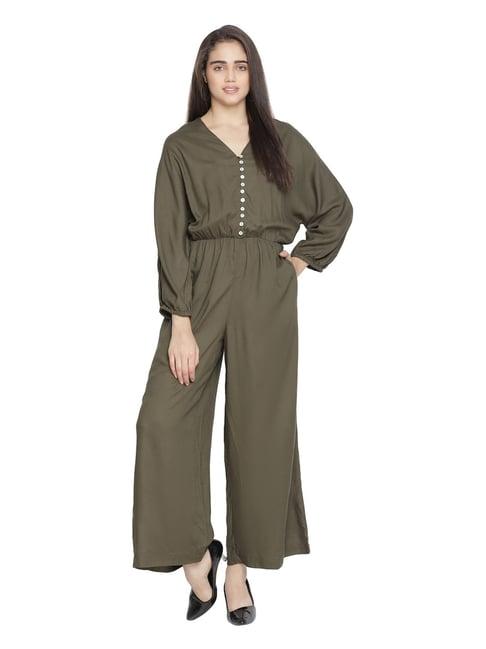 oxolloxo khaki full length jumpsuit