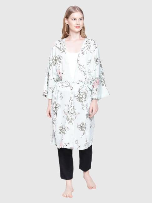 oxolloxo light green floral print sleepwear robe