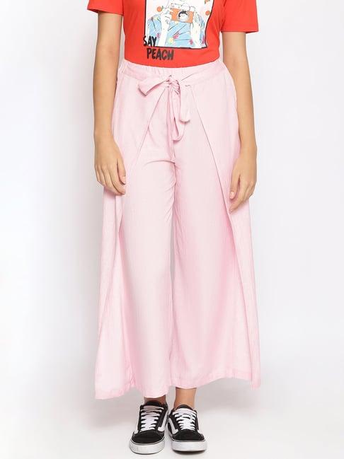oxolloxo light pink cotton regular fit mid rise pants