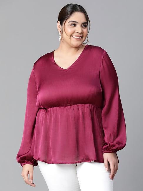 oxolloxo maroon regular fit peplum top