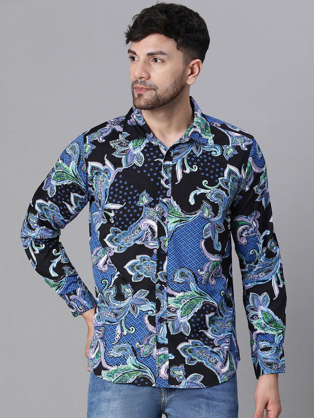 oxolloxo men multicoloured relaxed floral opaque printed casual shirt