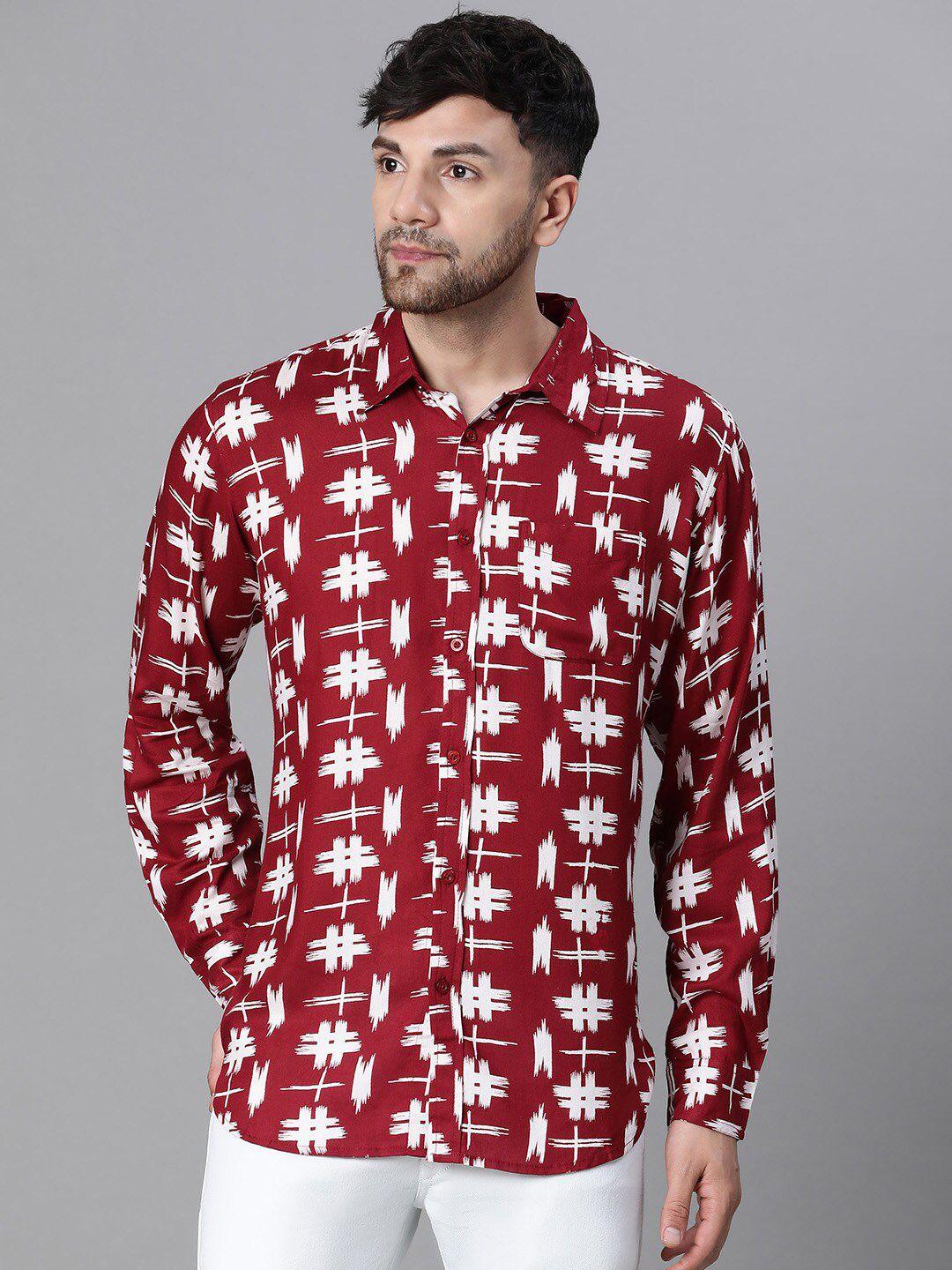 oxolloxo men multicoloured relaxed opaque printed casual shirt