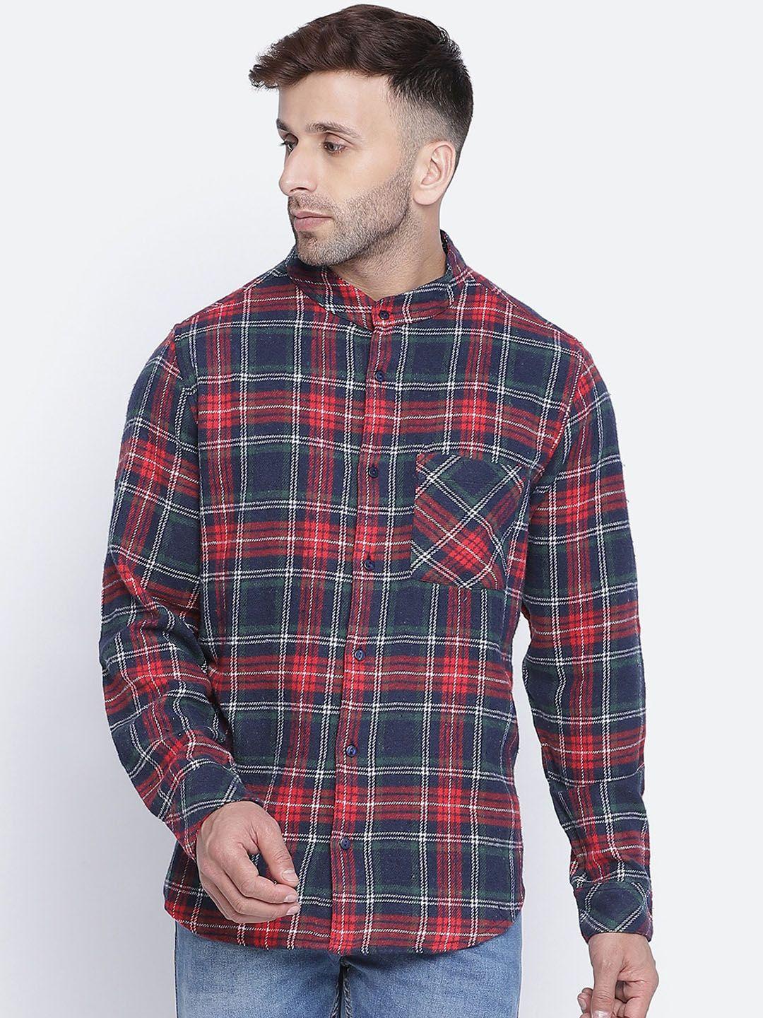 oxolloxo men multicoloured tartan checks casual shirt