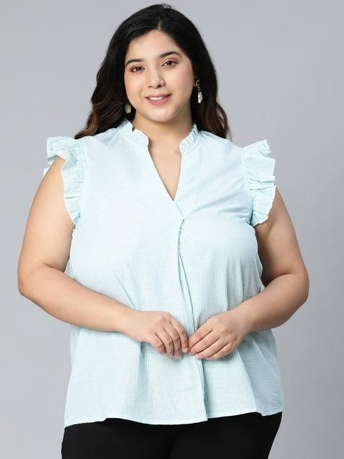 oxolloxo mint cotton striped top