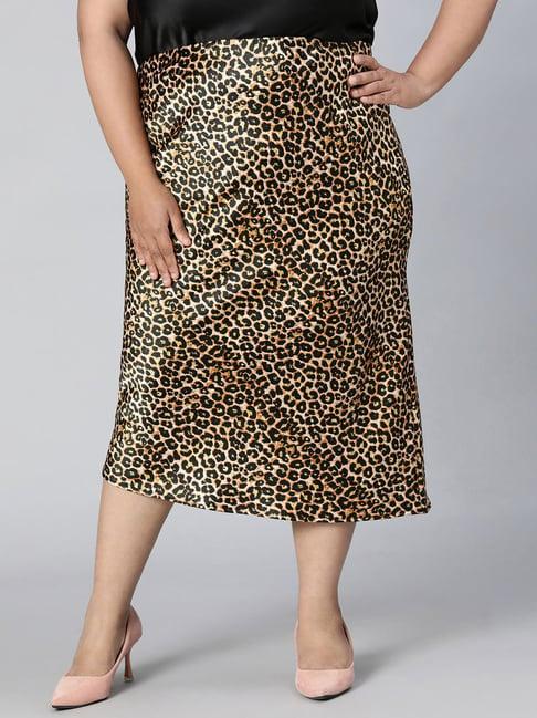 oxolloxo multicolor animal print midi skirt