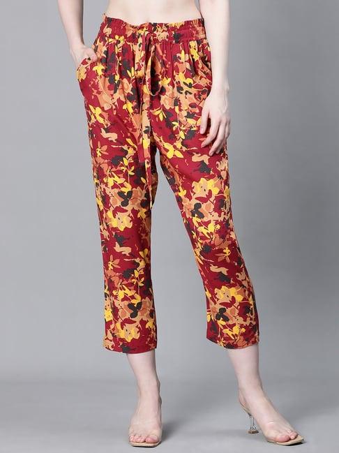 oxolloxo multicolor floral print mid rise pants