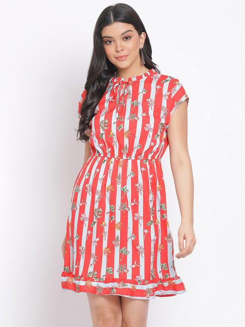 oxolloxo multicolor striped a line dress