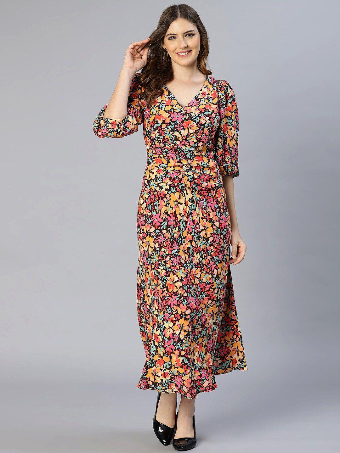 oxolloxo multicoloured floral satin maxi dress