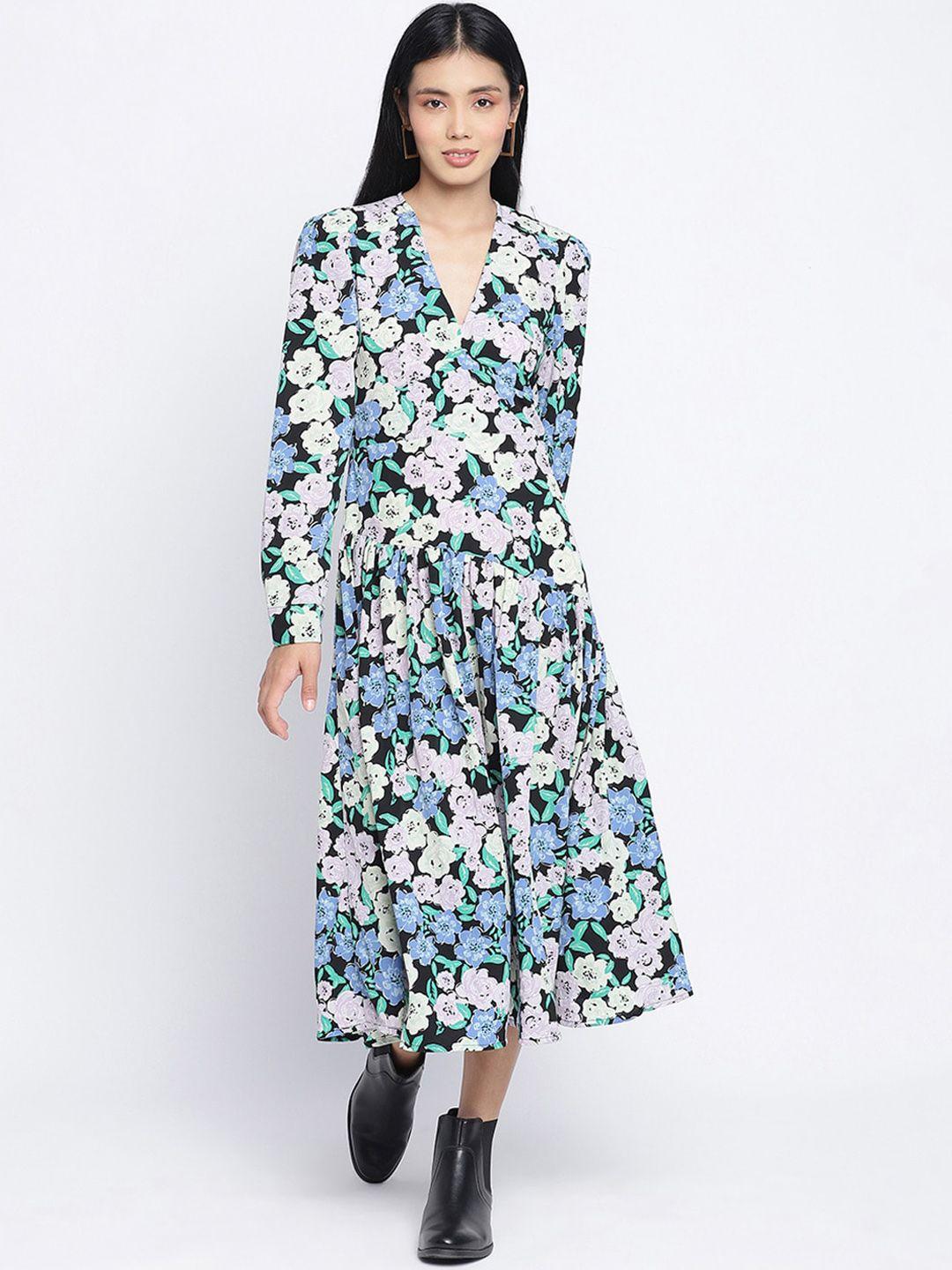 oxolloxo multicoloured floral satin midi dress