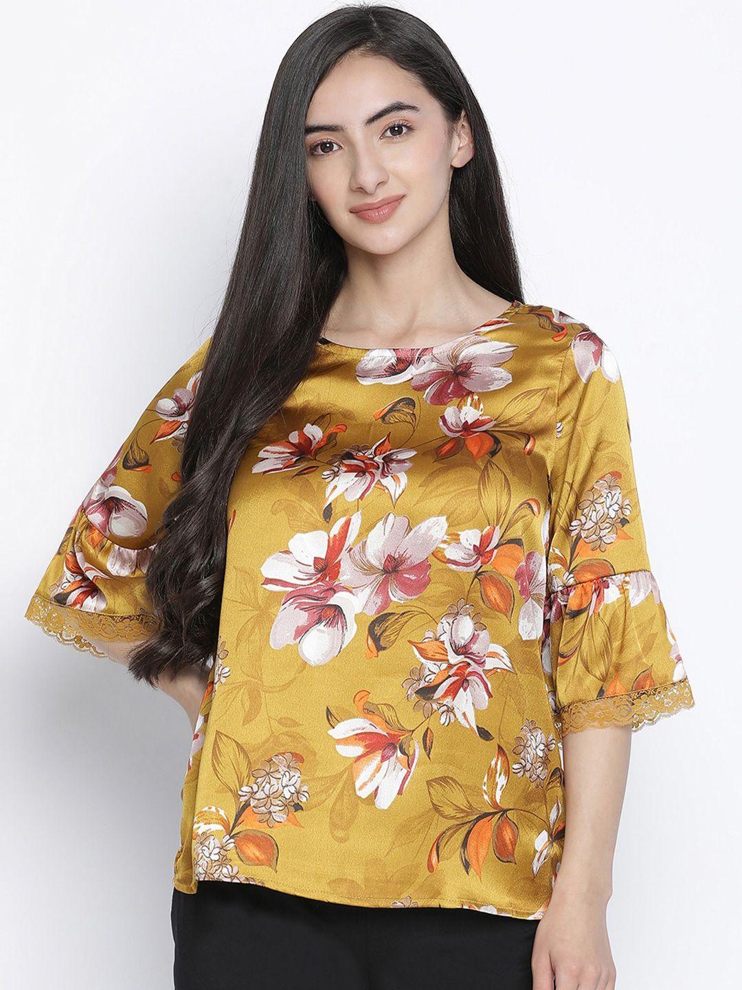 oxolloxo mustard yellow & white floral regular top