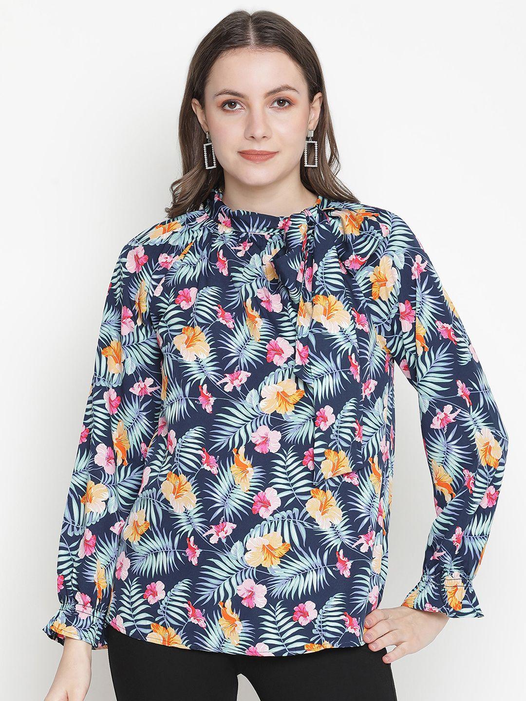 oxolloxo navy blue floral print top