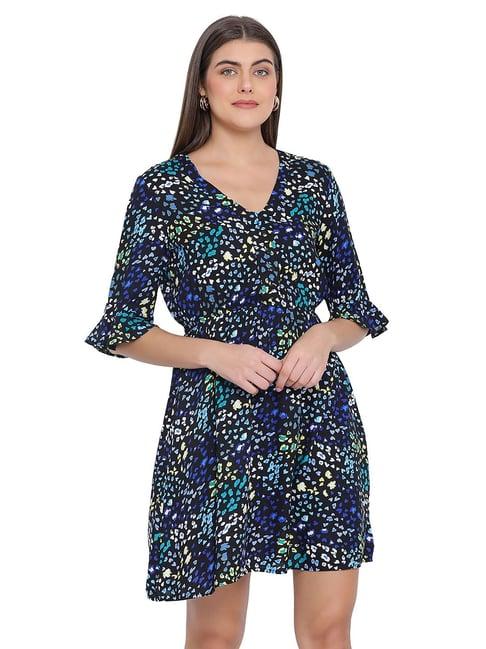 oxolloxo navy printed glow casey dress