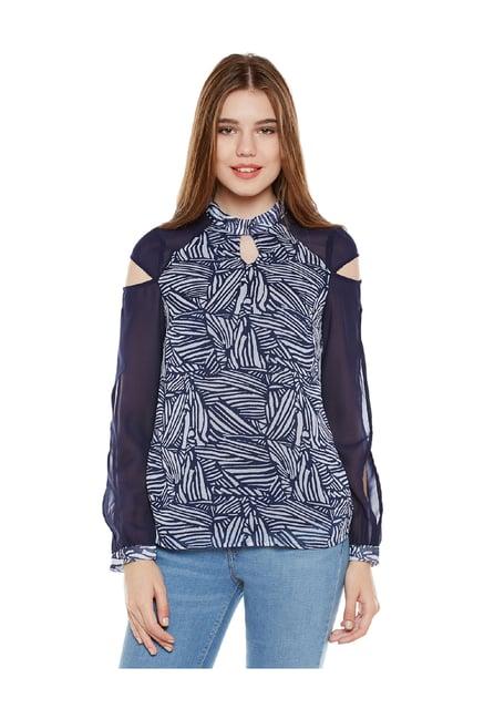 oxolloxo navy printed regular fit top