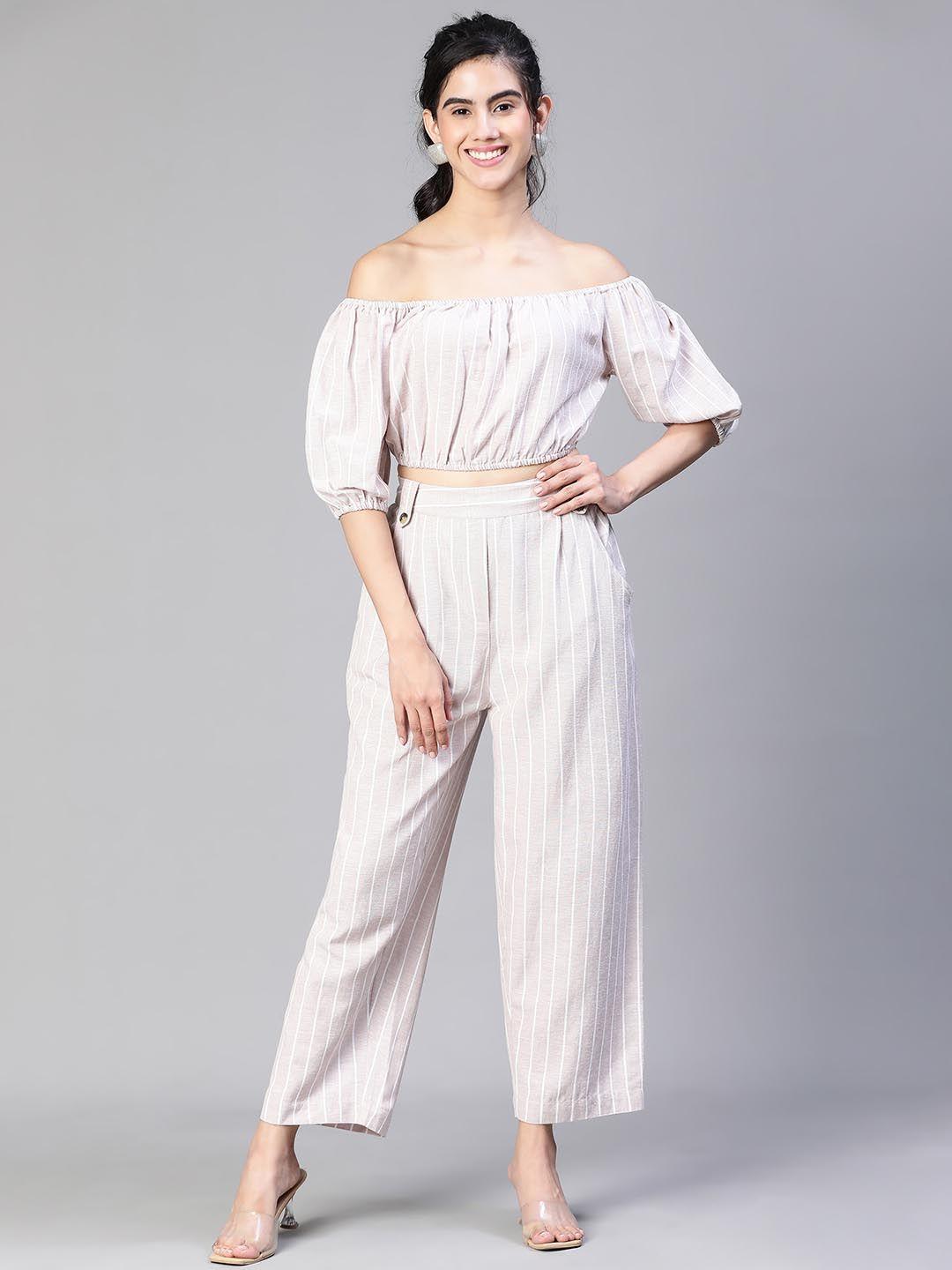 oxolloxo off-shoulder cotton top & trouser co-ord set
