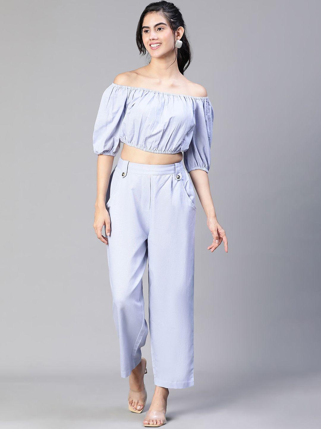 oxolloxo off-shoulder pure cotton top with trousers