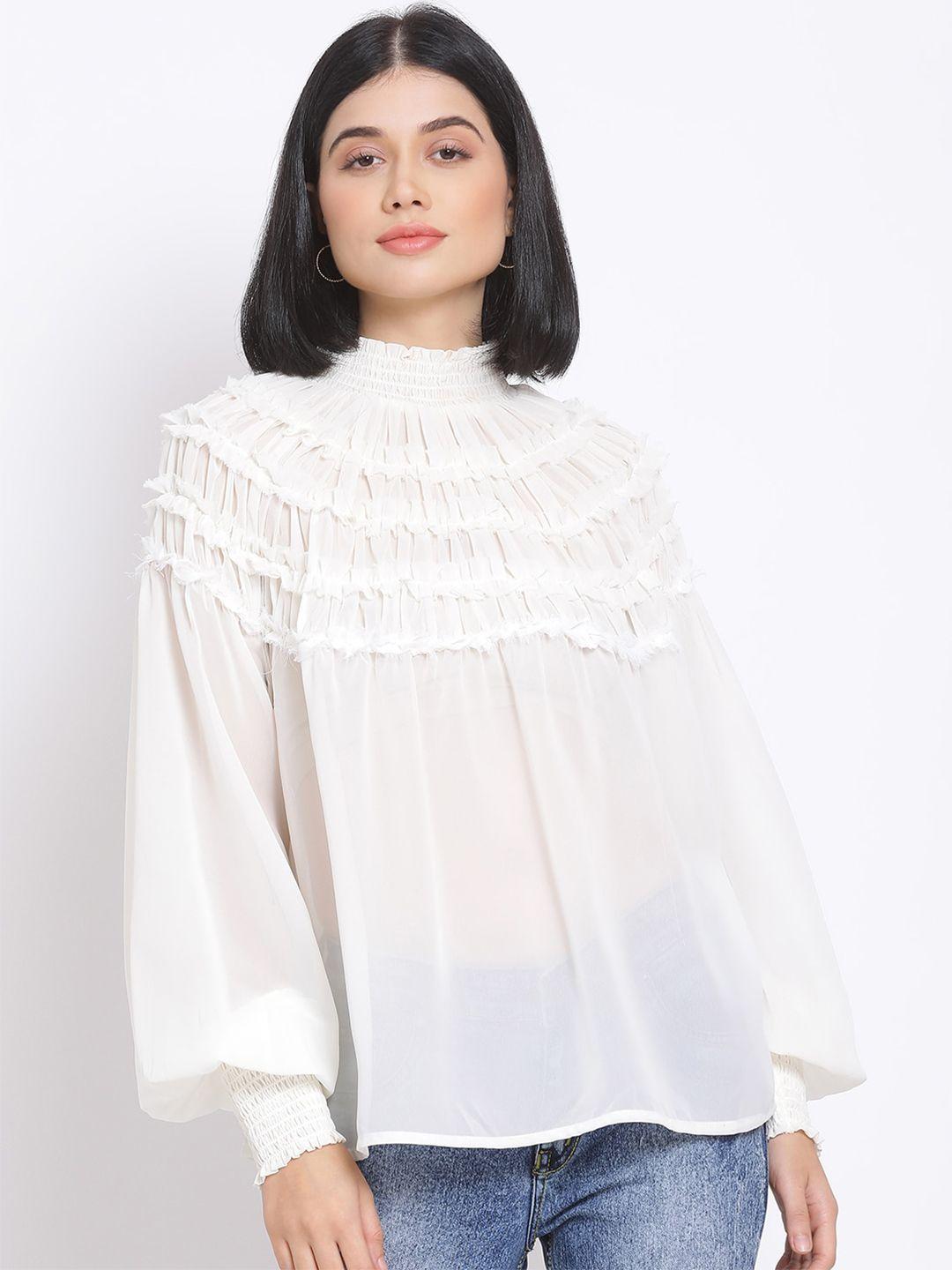 oxolloxo off white puff sleeves a-line top