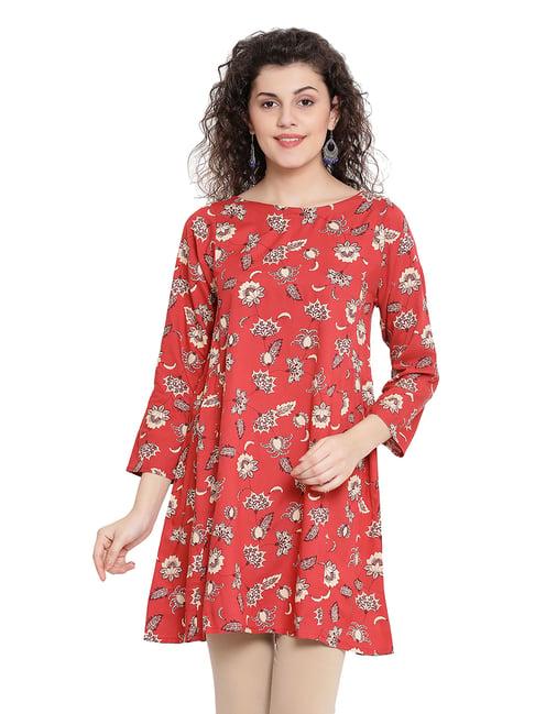 oxolloxo orange floral print laura stunner tunic