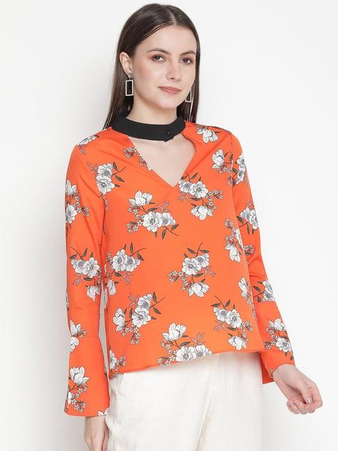 oxolloxo orange floral print top