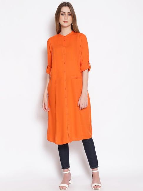 oxolloxo orange viscose regular fit tunic