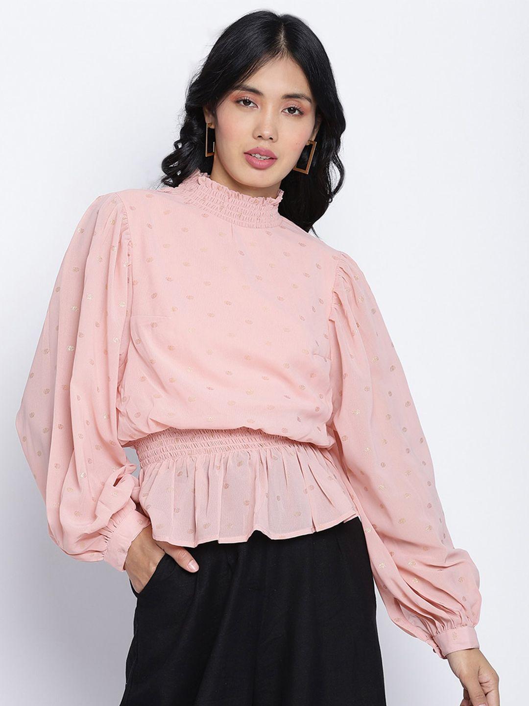 oxolloxo peach-coloured embellished cinched waist top