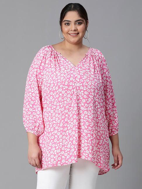 oxolloxo pink & white floral print top