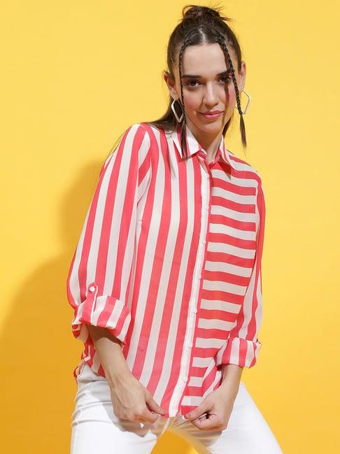 oxolloxo pink & white striped shirt