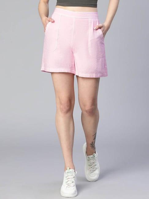 oxolloxo pink cotton regular fit shorts