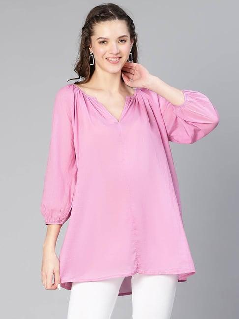 oxolloxo pink cotton relaxed fit tunic