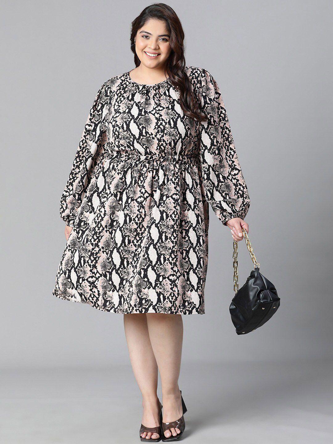 oxolloxo plus size animal printed fit & flare dress