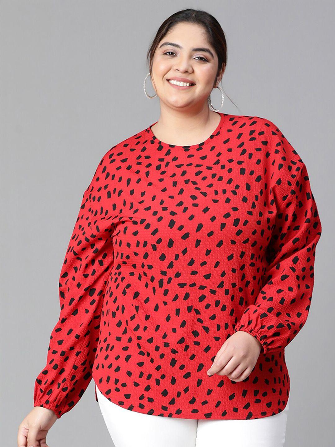 oxolloxo plus size animal printed puff sleeves top