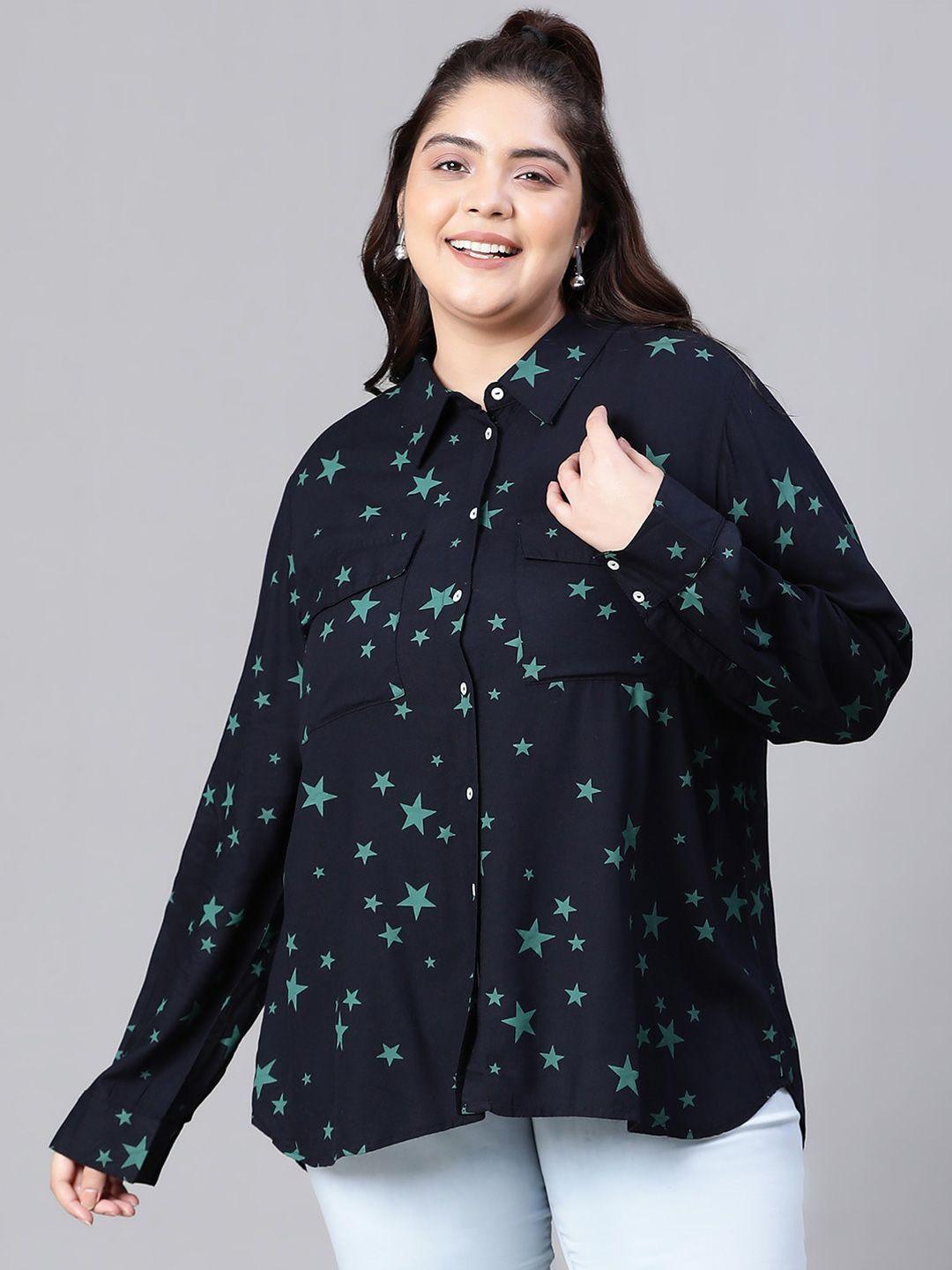 oxolloxo plus size relaxed fit conversational printed casual shirt