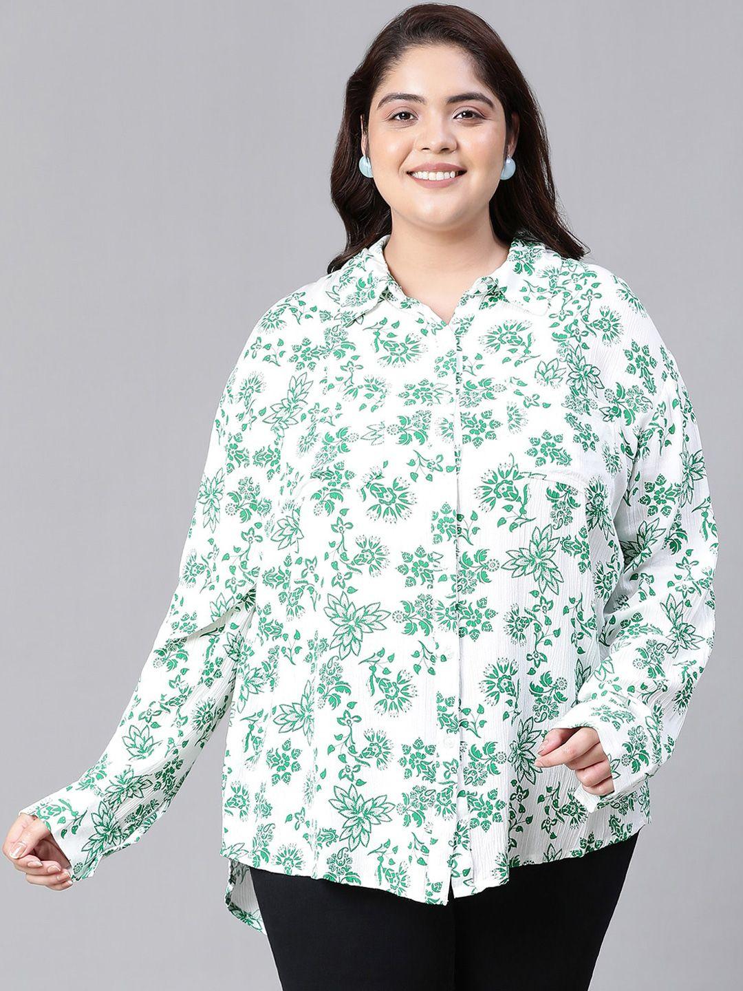 oxolloxo plus size relaxed fit floral printed casual shirt