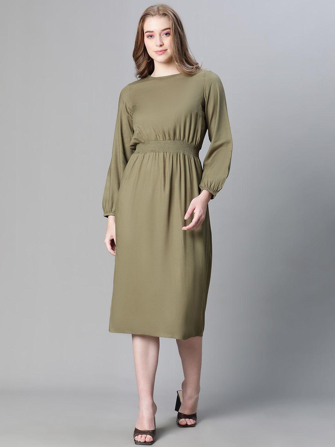oxolloxo puff sleeves a-line midi dress