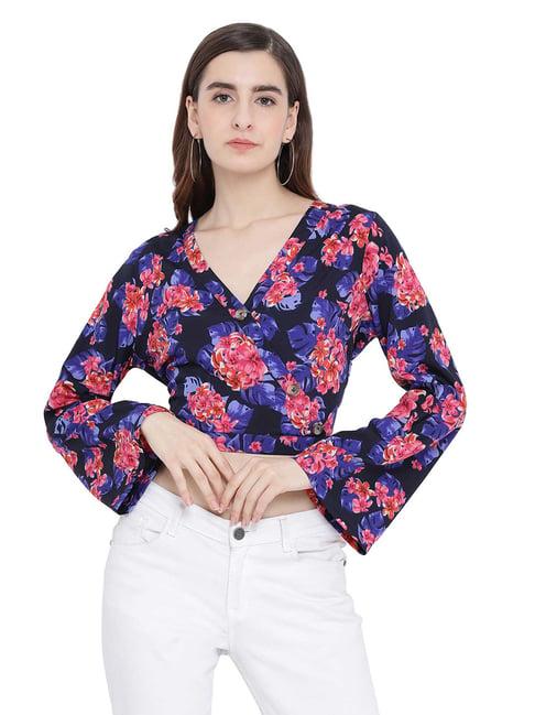 oxolloxo purple floral bentalon crop top