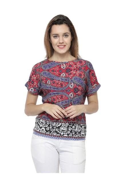 oxolloxo red & blue printed top