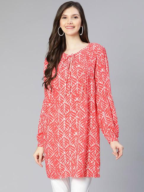 oxolloxo red cotton printed tunic
