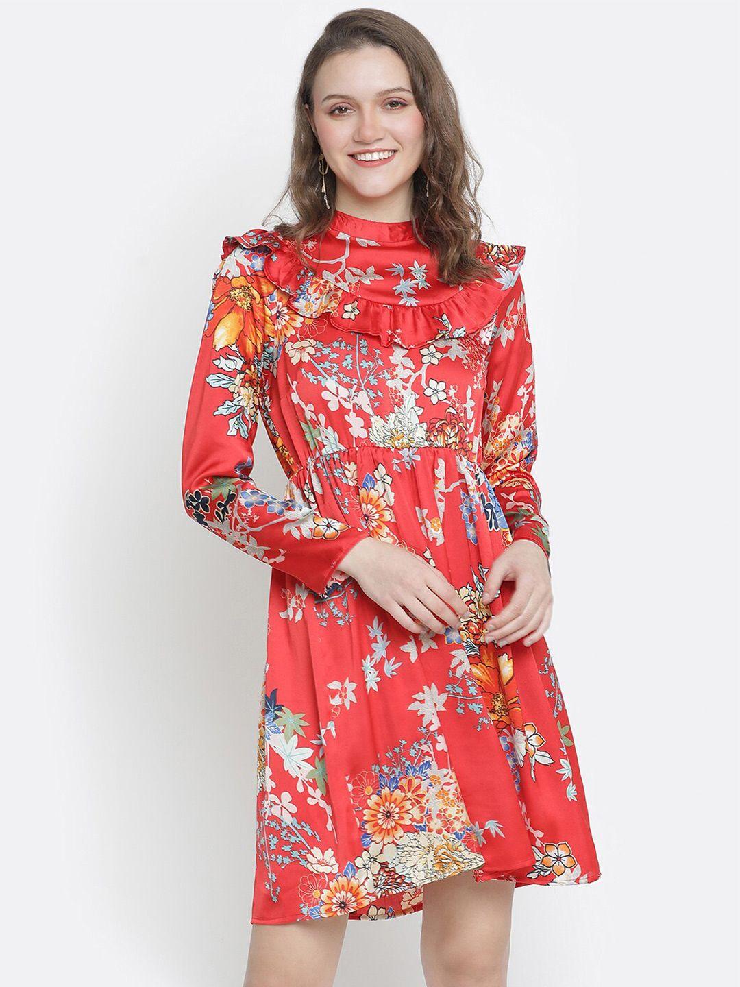 oxolloxo red floral satin dress