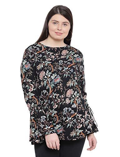 oxolloxo regular fit women's plus size round neck full sleeve floral top (w20042pbl002_4xl_multicolored