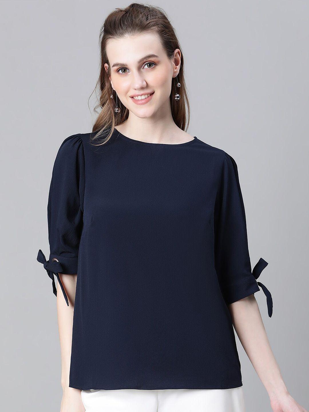 oxolloxo round neck puff sleeves top