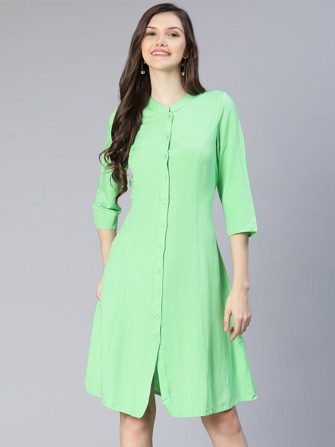 oxolloxo sea green a-line button down dress