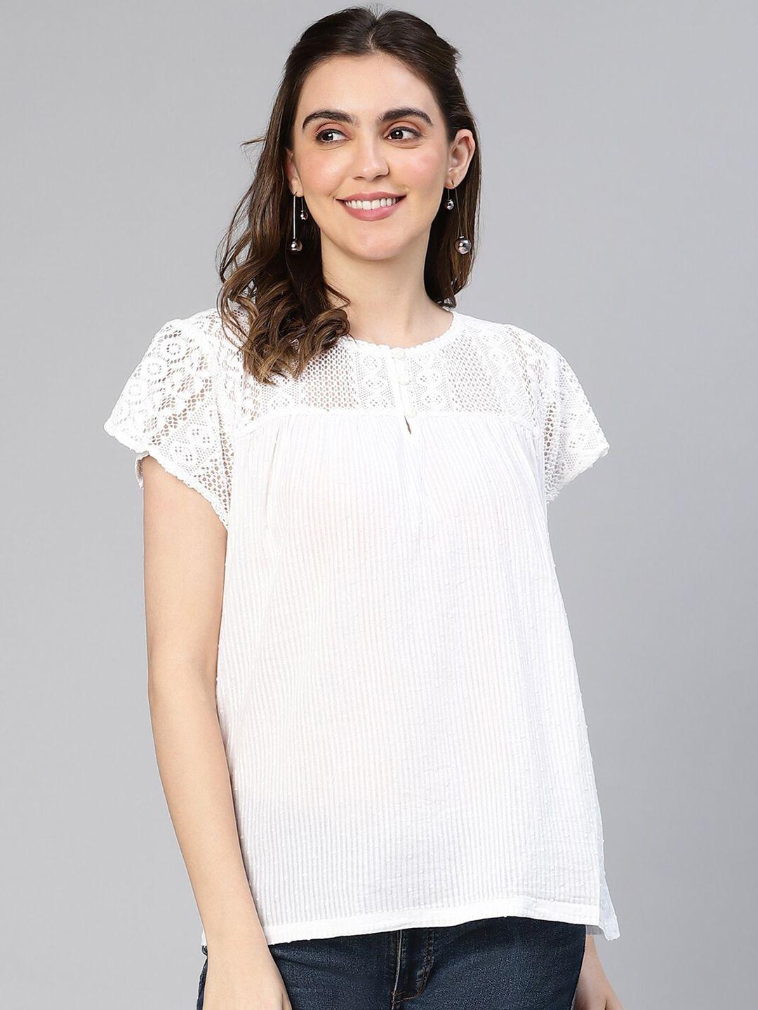 oxolloxo self design short sleeves laced up pure cotton top