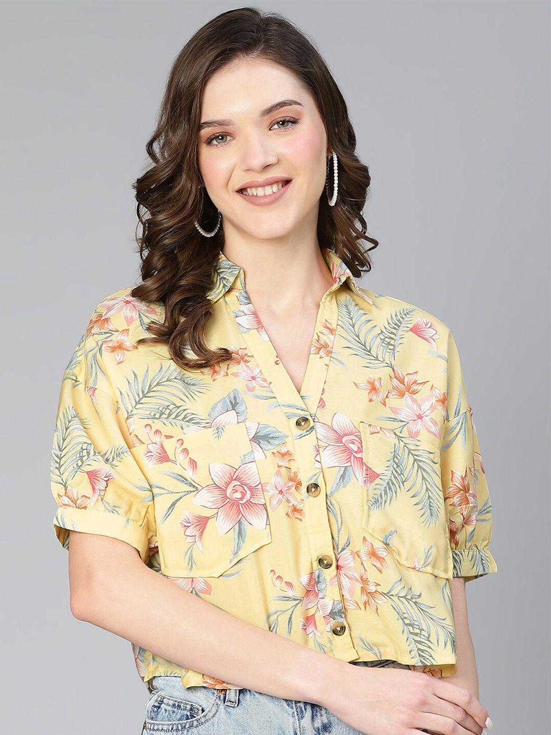 oxolloxo smart boxy floral printed casual shirt