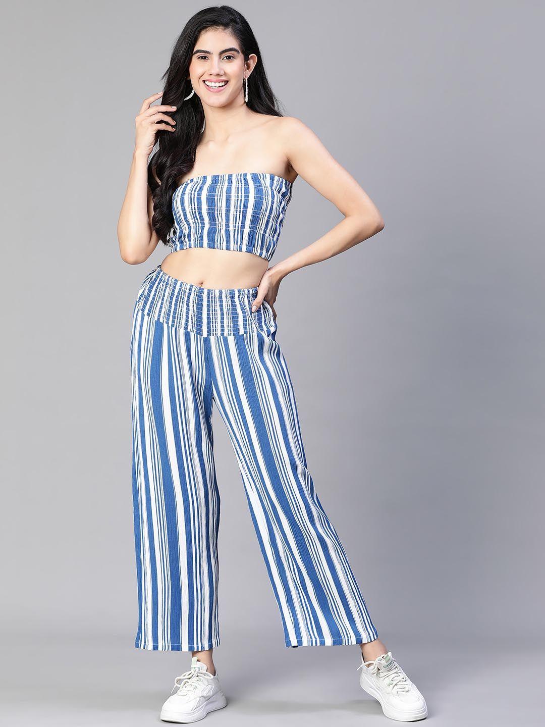 oxolloxo striped trousers with bustier crop top