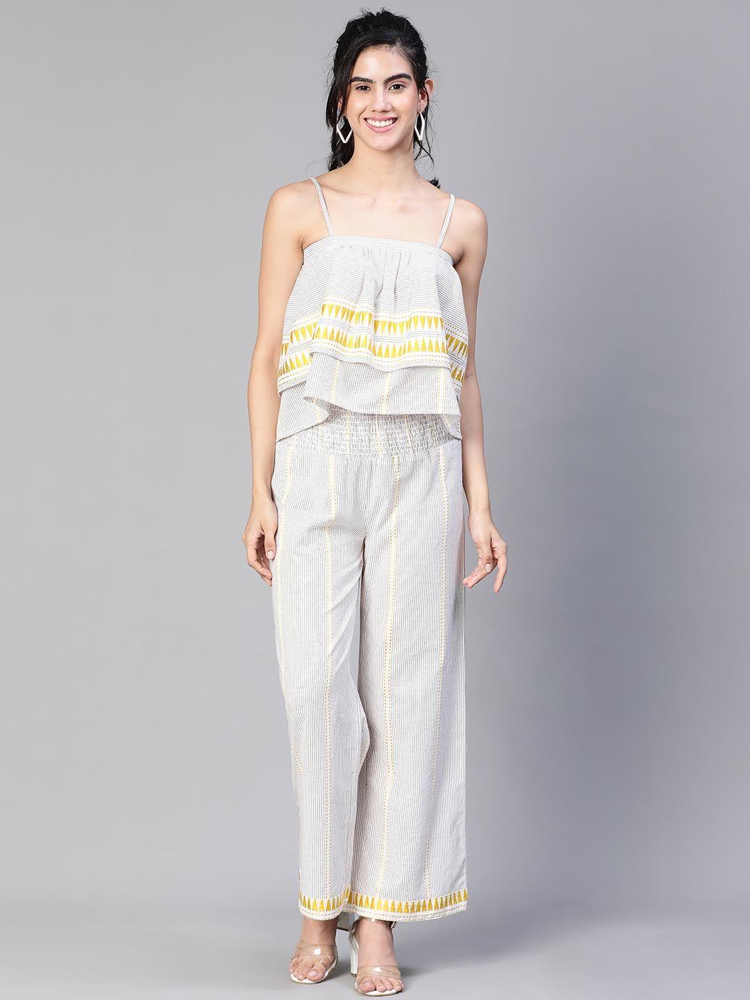 oxolloxo striped trousers with bustier crop top