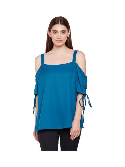 oxolloxo teal bernadette stylized strap top