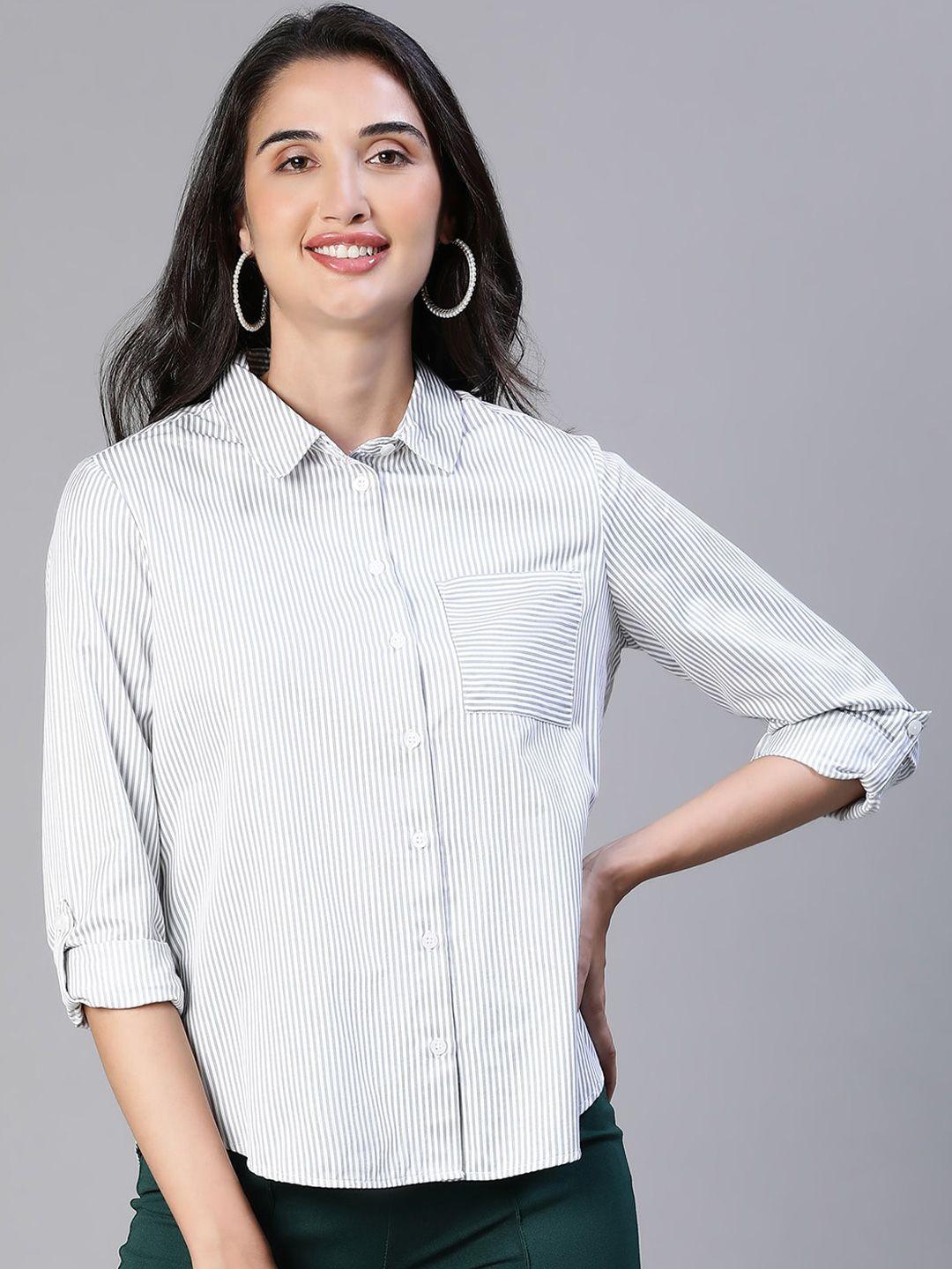 oxolloxo vertical striped smart cotton casual shirt