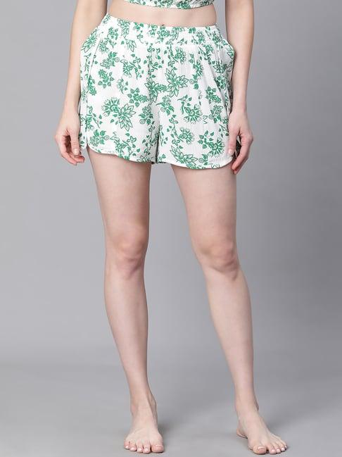 oxolloxo white & green floral print shorts