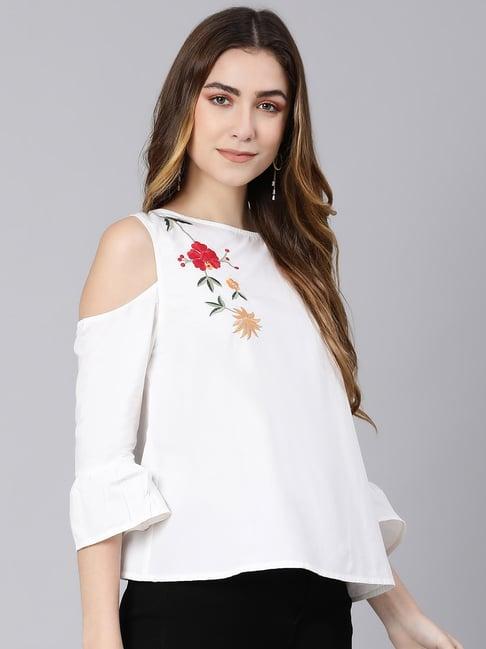 oxolloxo white cotton embroidered top