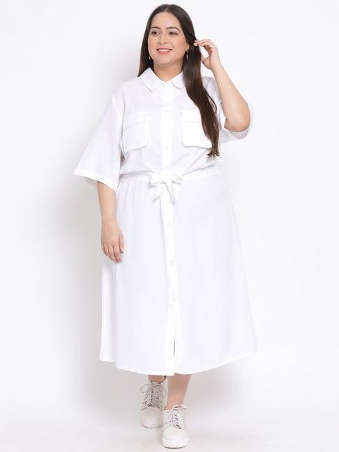 oxolloxo white cotton regular fit shirt dress